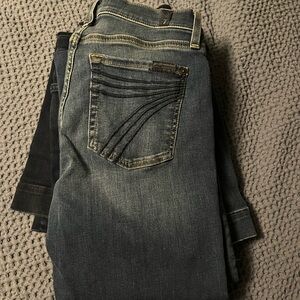 7 For All Mankind Blue Boot Cut Jeans with Distressed Look